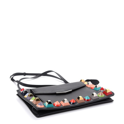 Fendi Vitello Dolce Studded Mini 2Jours Pouch Black Multicolor 4 of 10