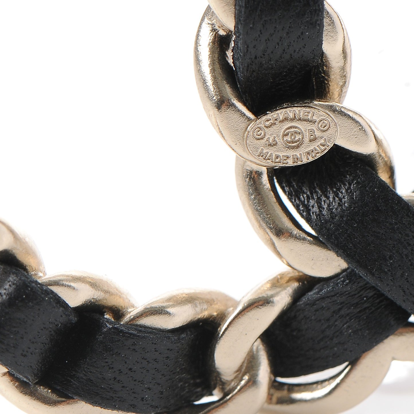Lambskin Chain CC Brooch Black Gold