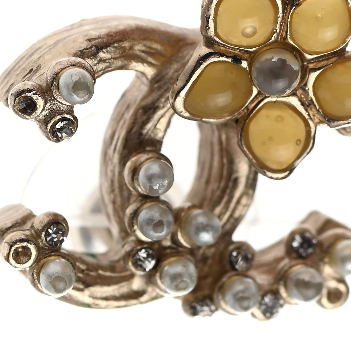 Pearl Camellia CC Earrings Gold