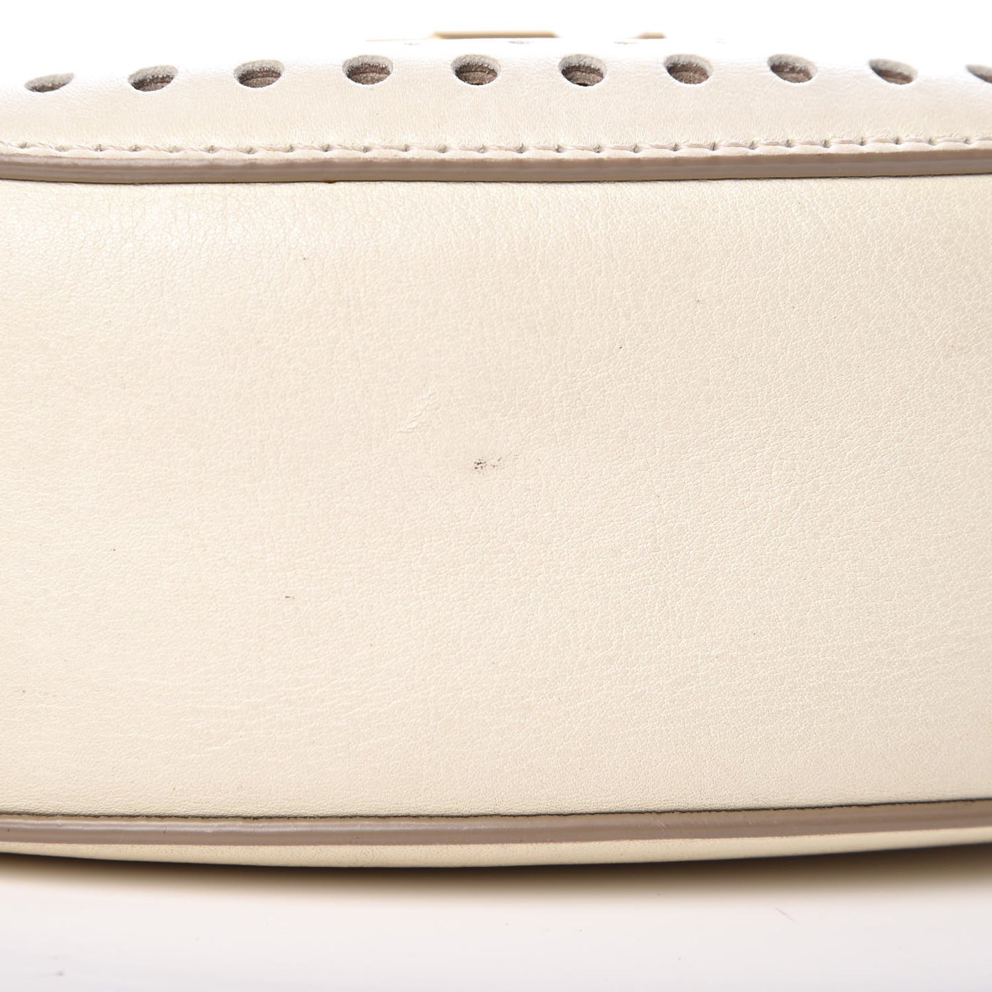 Calfskin Perforated Mini Drew Shoulder Bag White