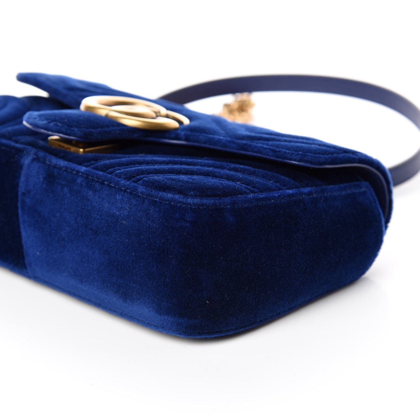 Velvet Matelasse Mini GG Marmont Shoulder Bag Cobalt Blue