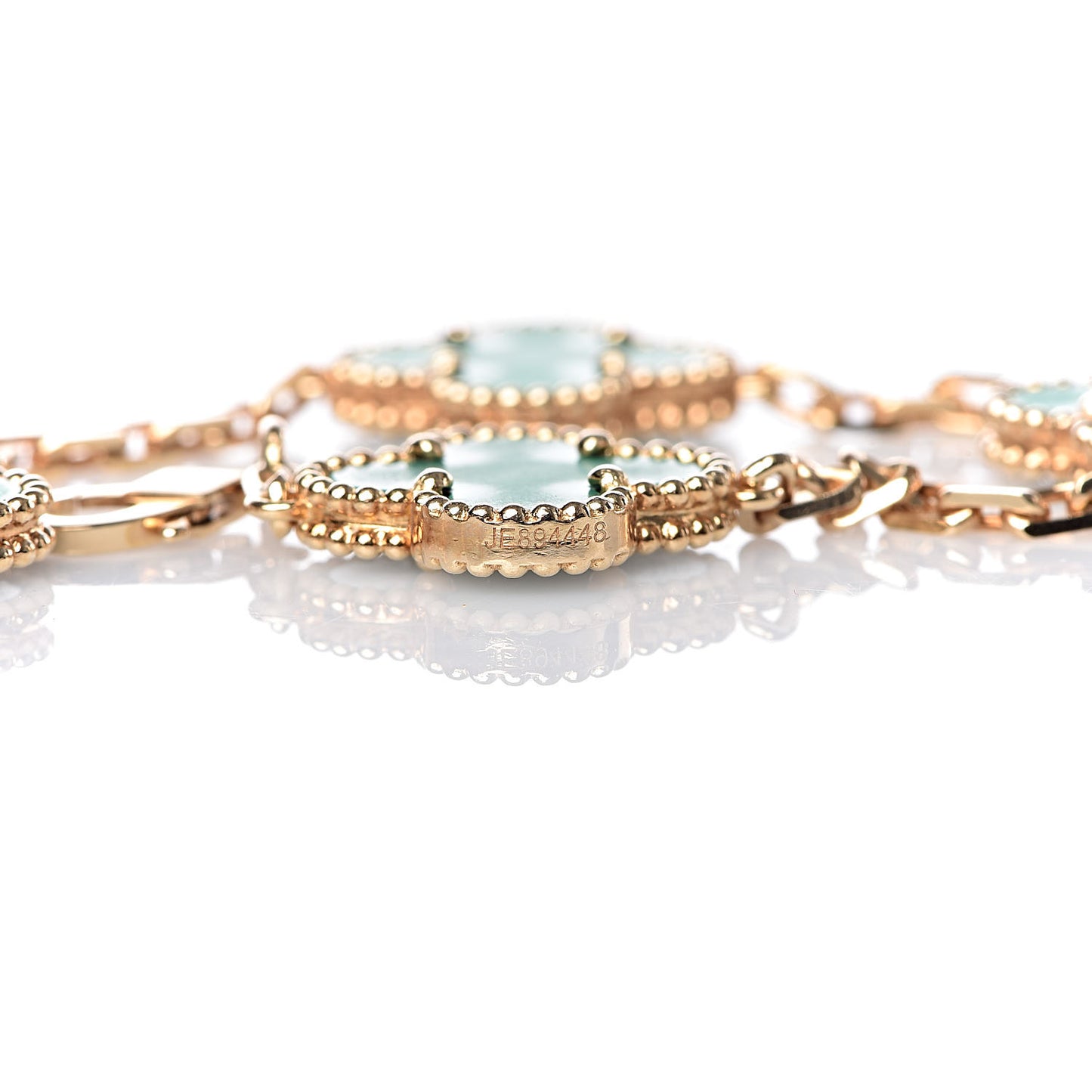 18K Yellow Gold Malachite 5 Motifs Vintage Alhambra Bracelet