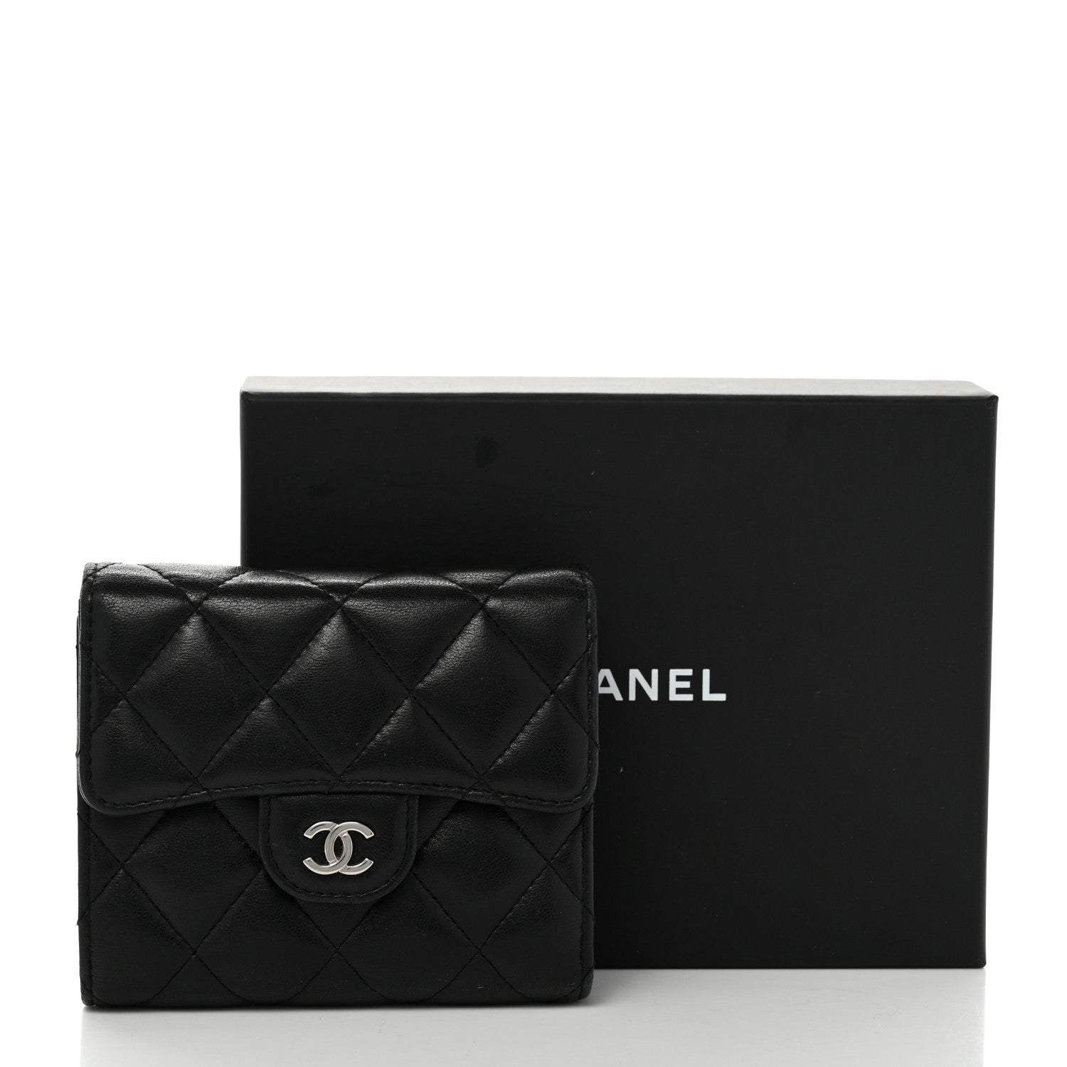 Chanel Lambskin Quilted Compact Flap Wallet Black 8 of 8