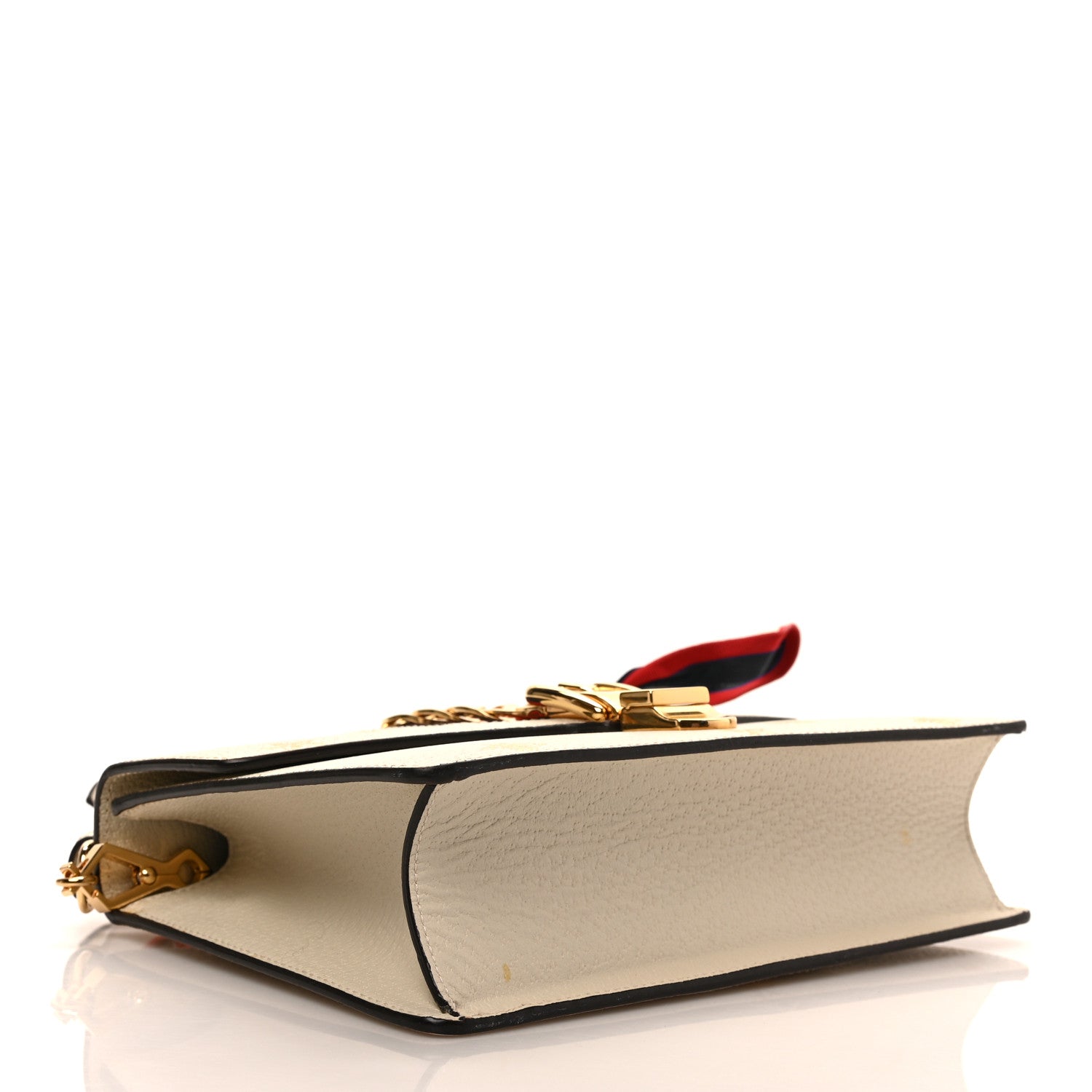 Gucci Textured Calfskin Bee Star Print Small Sylvie Shoulder Bag Mystic White 4 of 9