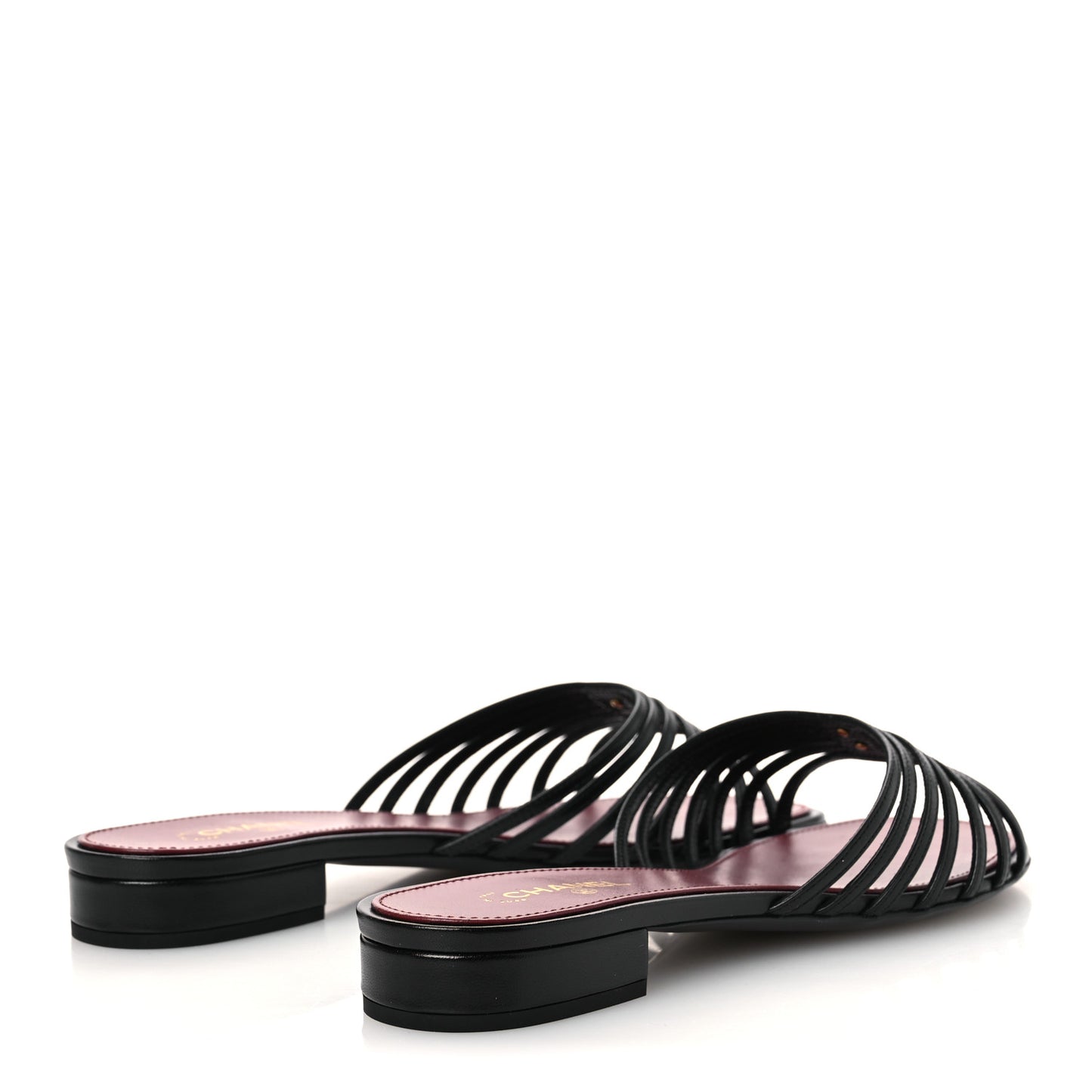Goatskin Caged CC Slide Sandals 39 Black