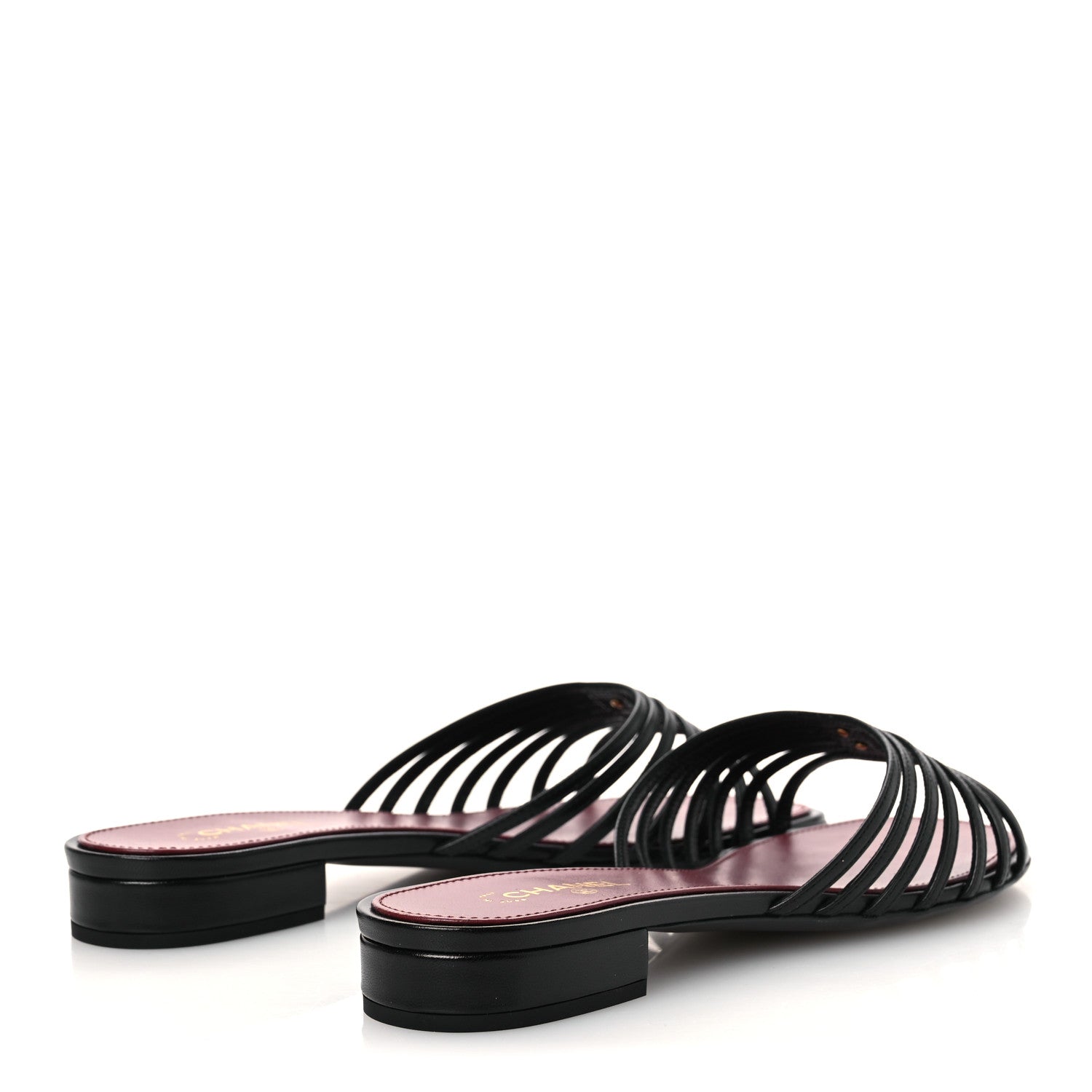 Chanel Goatskin Caged CC Slide Sandals 39 Black 5 of 11