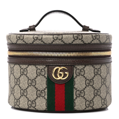 Gucci GG Supreme Monogram Textured Calfskin Web Ophidia Vanity Cosmetic Case Beige Ebony New Acero 1 of 9