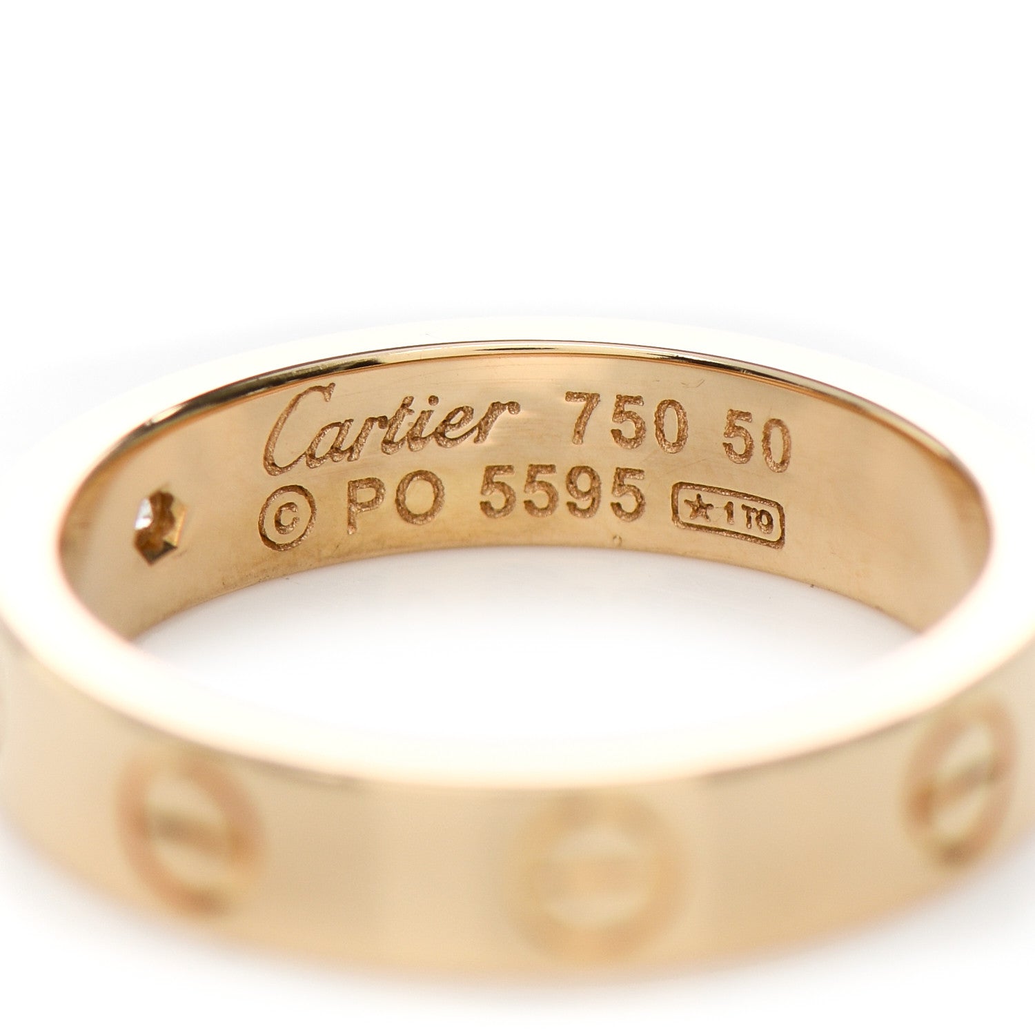 Cartier 18K Yellow Gold Diamond 4mm LOVE Wedding Band Ring 50 5.25 4 of 4