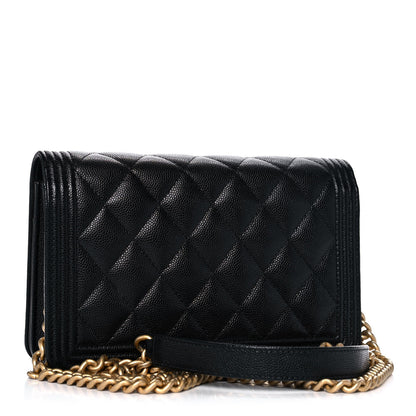 Chanel Caviar Quilted Boy Wallet On Chain WOC Black 2 of 11
