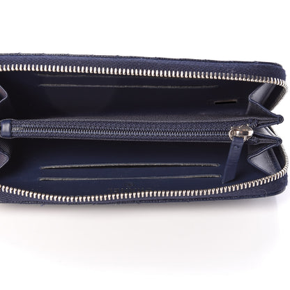 Chanel Caviar Chevron Quilted Small Zip Around Wallet Navy 5 of 10