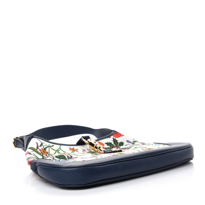 Gucci Canvas Flora Medium Jackie Hobo Blue Agata 4 of 10