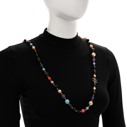 Chanel Metal Enamel Resin Beaded Pearl CC Strand Necklace Multicolor 2 of 6