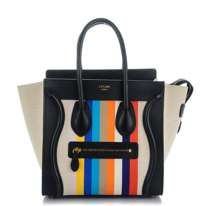 Celine Smooth Calfskin Striped Canvas Micro Luggage Multicolor 1 of 6