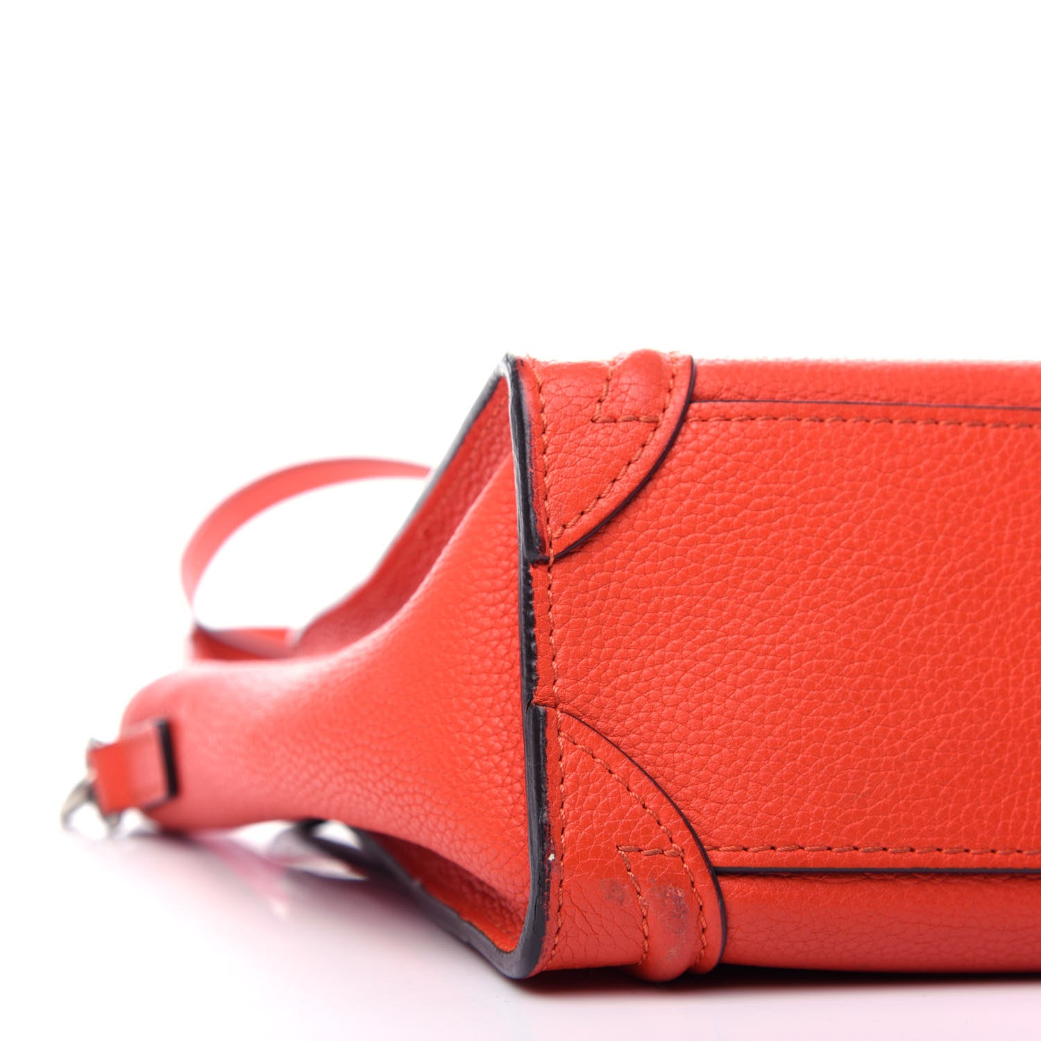 Celine Drummed Calfskin Nano Luggage Vermillion 9 of 11