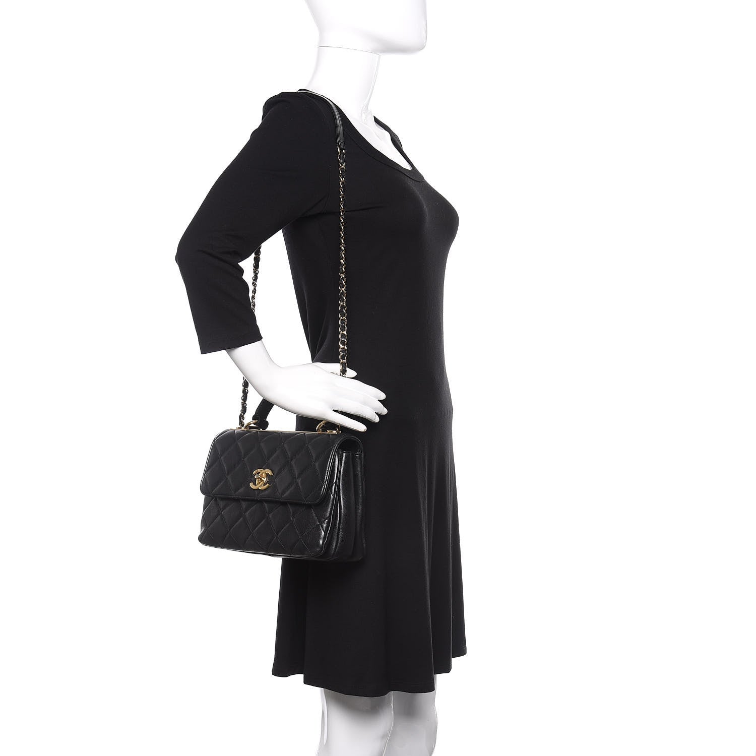 Chanel Lambskin Quilted Small Trendy CC Dual Handle Flap Bag Black 2 of 13