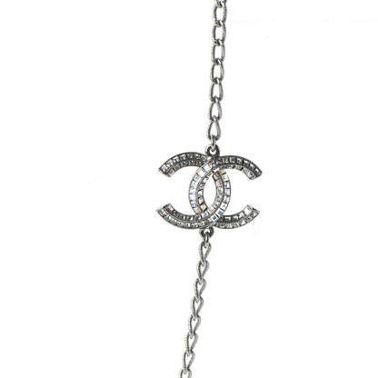 Chanel Crystal Baguette CC Double Strand Necklace Silver 3 of 6