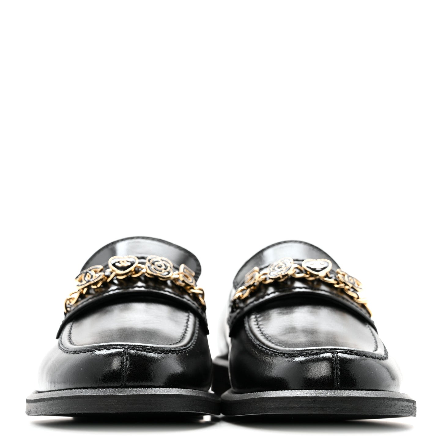 Calfskin Enamel Charms Mocassin Loafers 39 Black