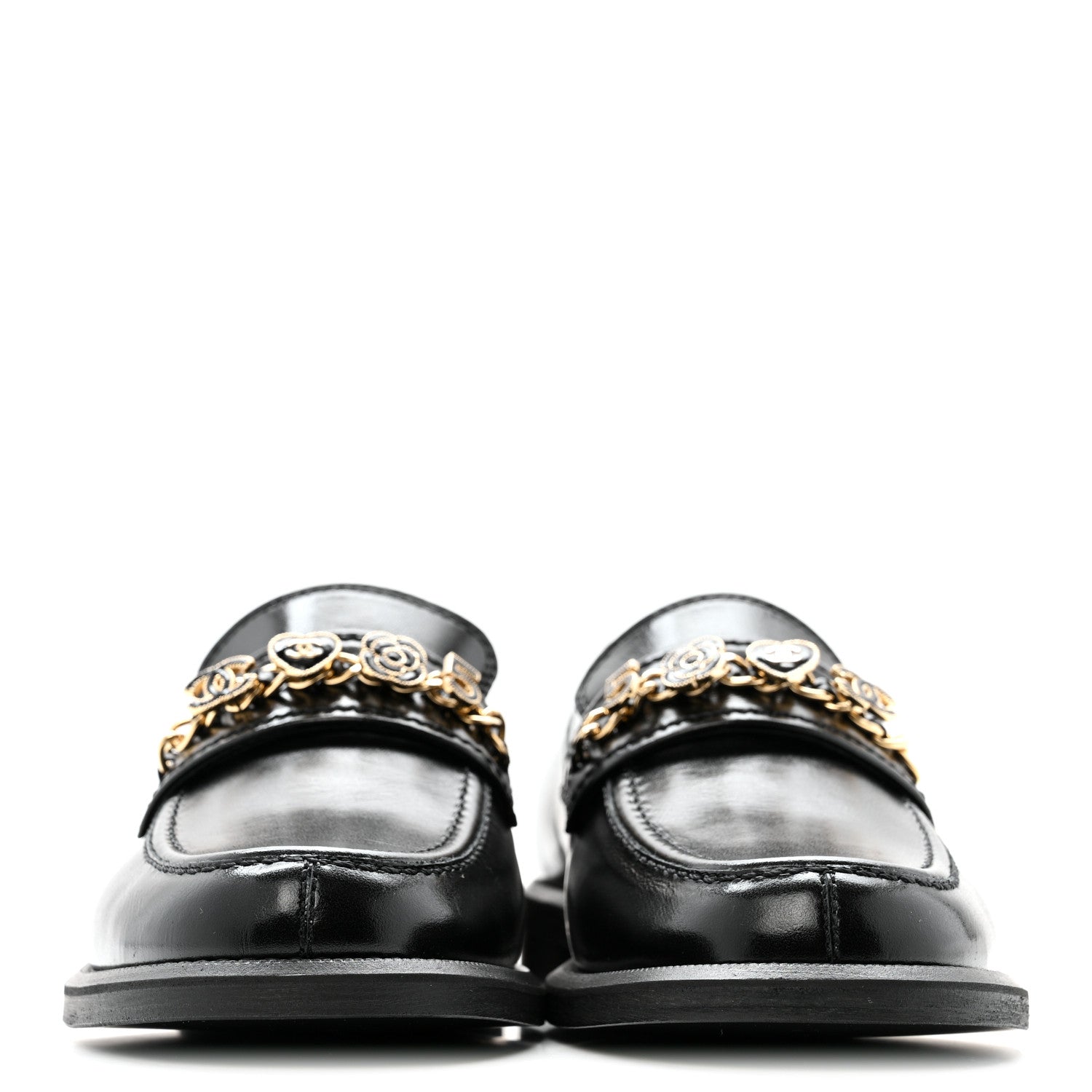 Chanel Calfskin Enamel Charms Mocassin Loafers 39 Black 4 of 11