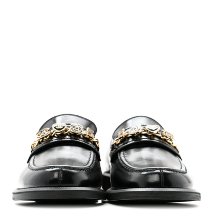 Chanel Calfskin Enamel Charms Mocassin Loafers 39 Black 4 of 11