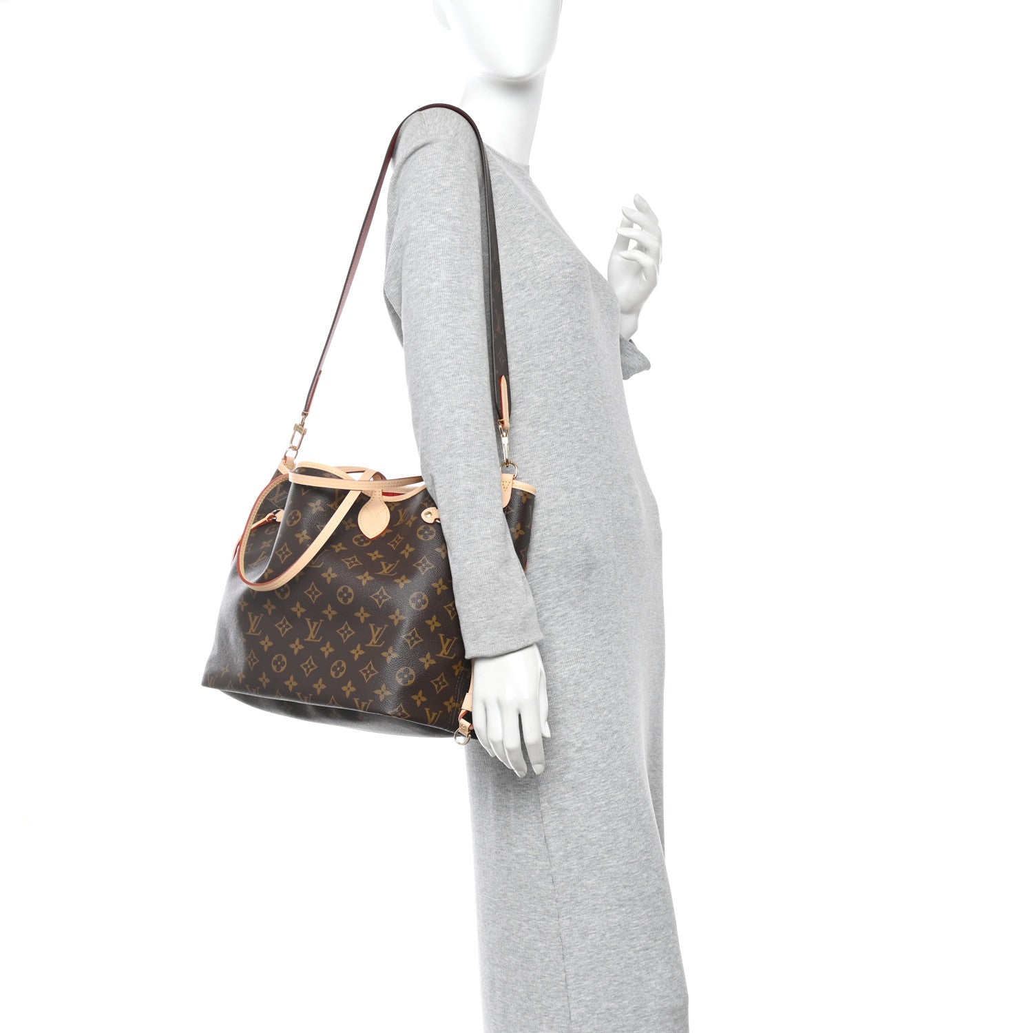 Louis Vuitton Monogram Inside Out Neverfull Bandouliere MM Rouge Sari 2 of 10