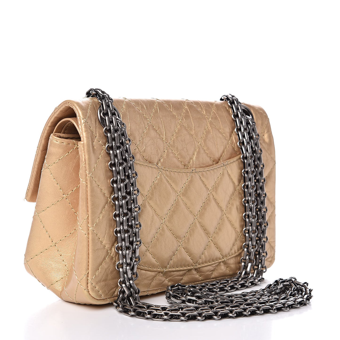 Metallic Calfskin Quilted 2.55 Reissue 224 Flap Gold