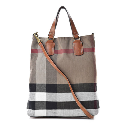 Burberry Canvas Mega Check Medium Tottenham Brit Tote Saddle Brown 1 of 16