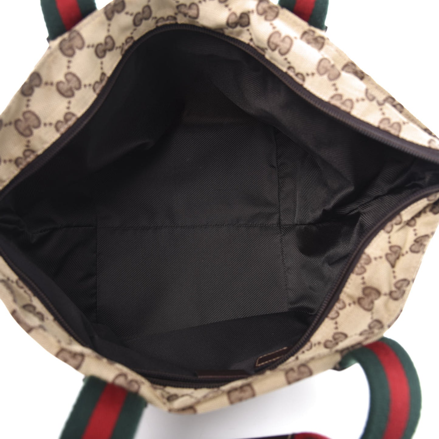 GG Monogram Small Web Handle Bucket Tote Dark Brown