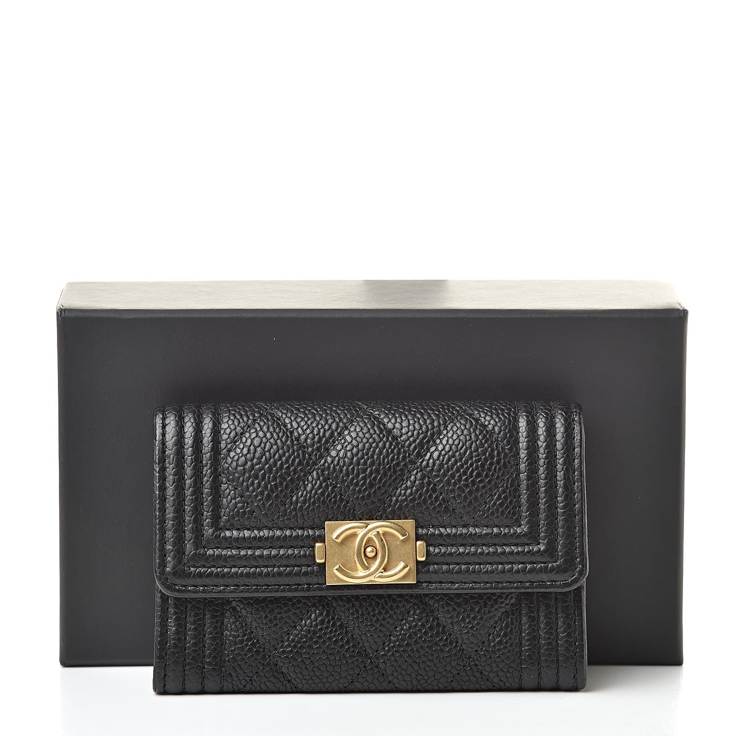 Chanel Caviar Quilted Boy Flap Card Holder Black 9 of 9
