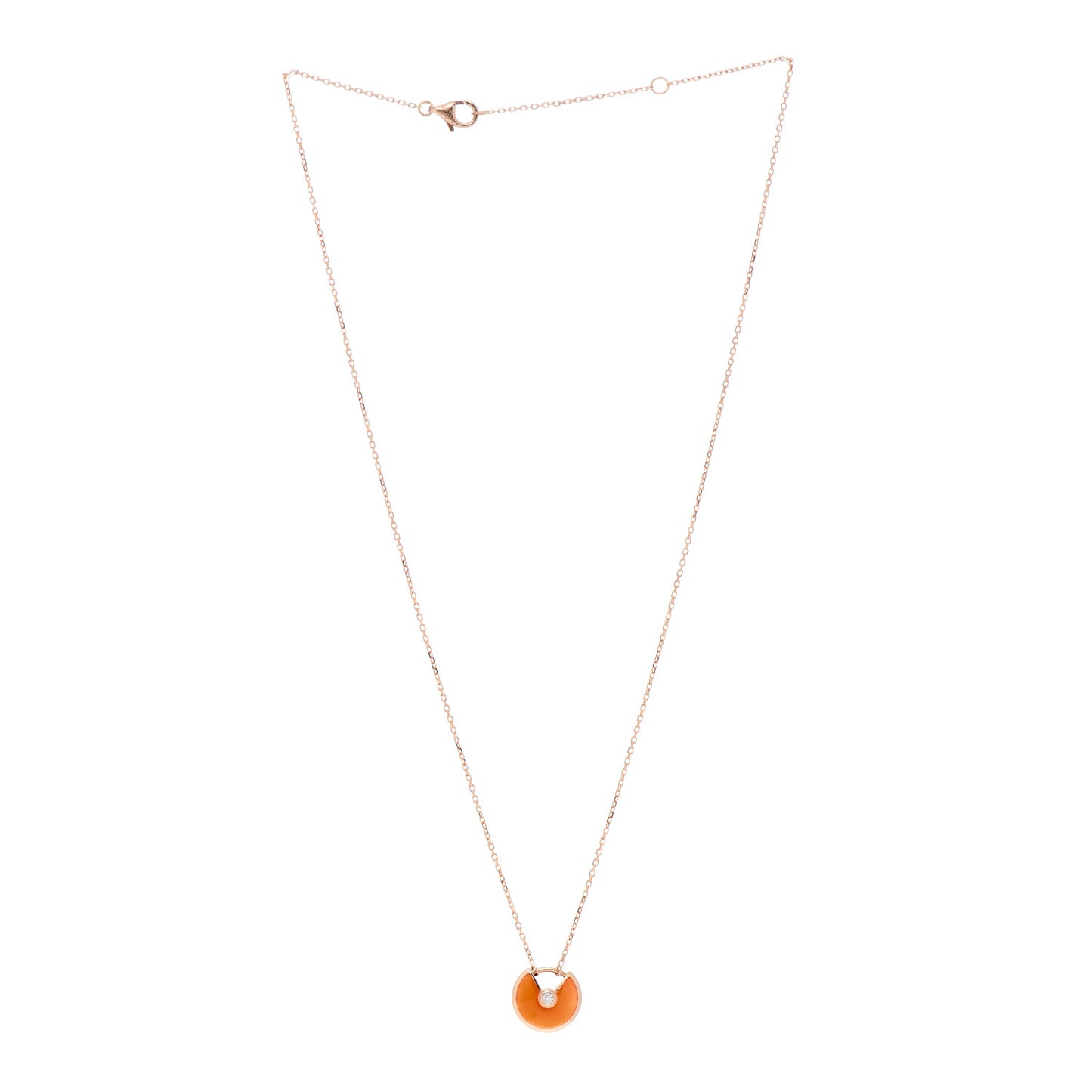18K Pink Gold Diamond Carnelian XS Amulette Pendant Necklace