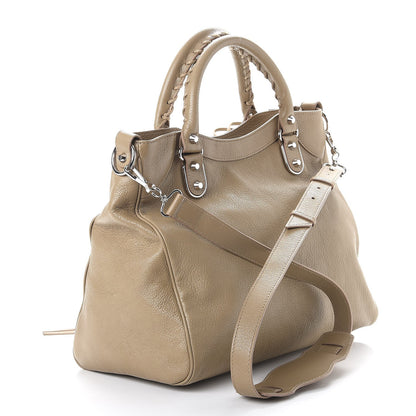 Balenciaga Chevre Silver Metallic Edge Hardware Velo Beige Latte 3 of 7