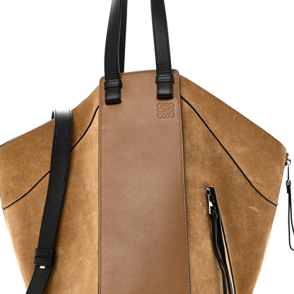 Loewe Calfskin Suede Hammock Shoulder Bag Oak Dark Gold Black 7 of 9