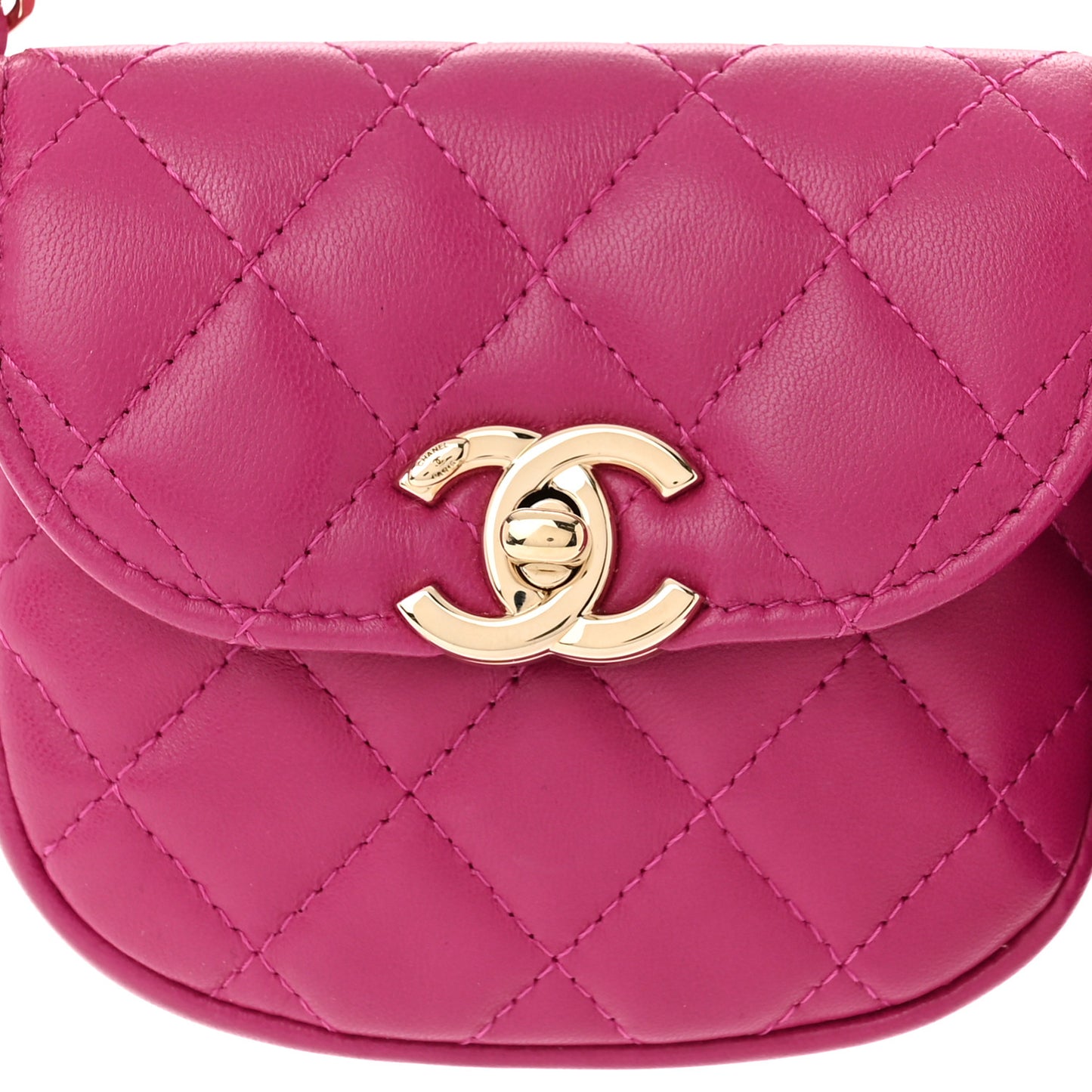 Tweed Lambskin Quilted Waist Bag With Coin Purse Fuchsia