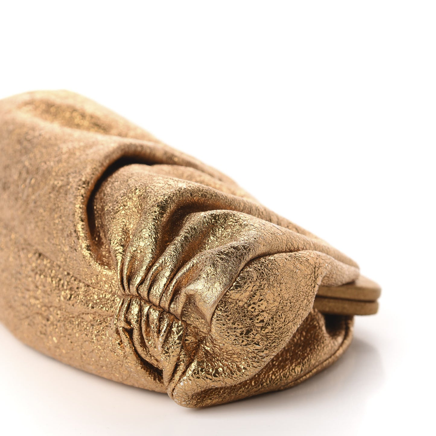Metallic Crackled Calfskin Monte Carlo Clutch Gold