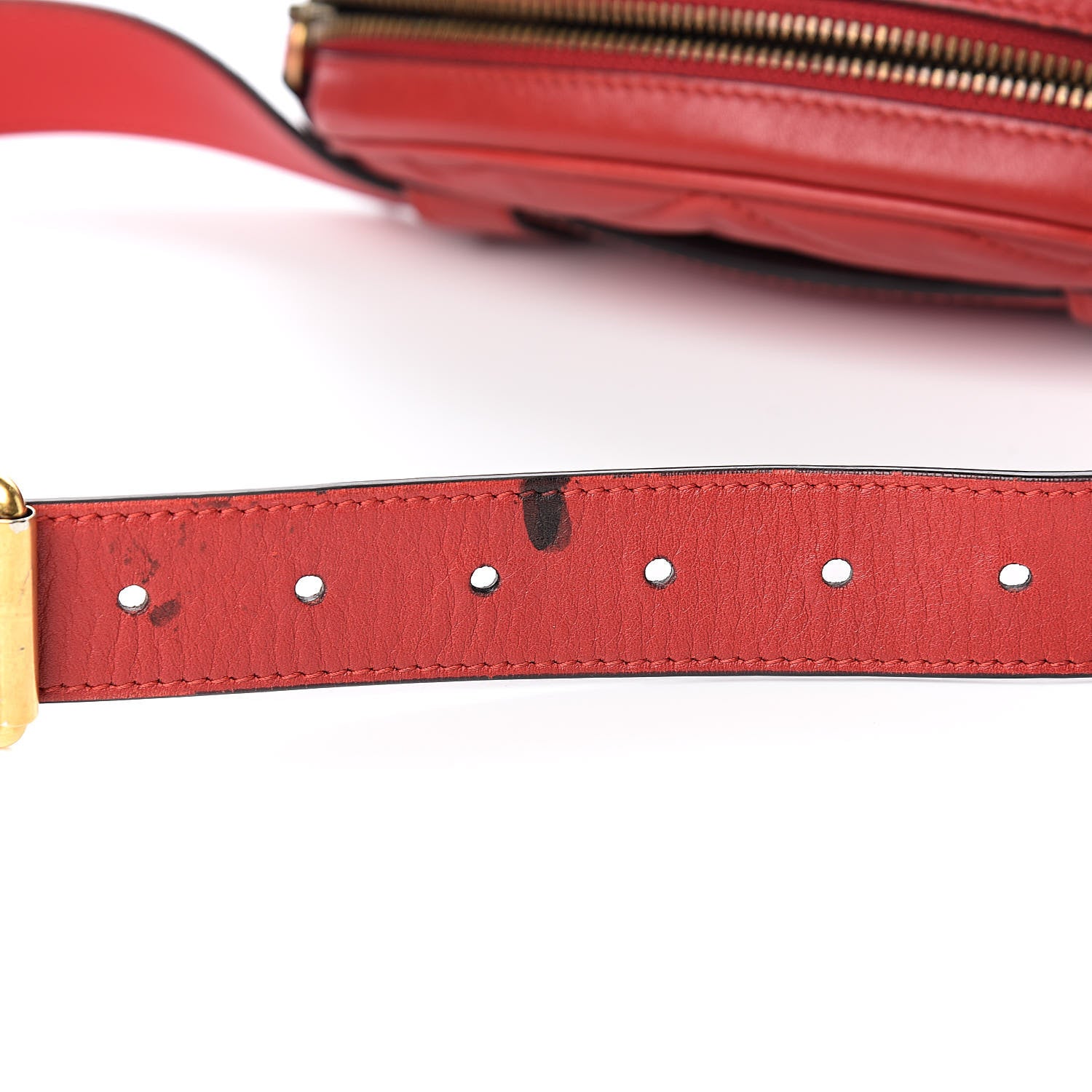 Gucci Calfskin Matelasse GG Marmont Belt Bag 85 34 Hibiscus Red 7 of 12