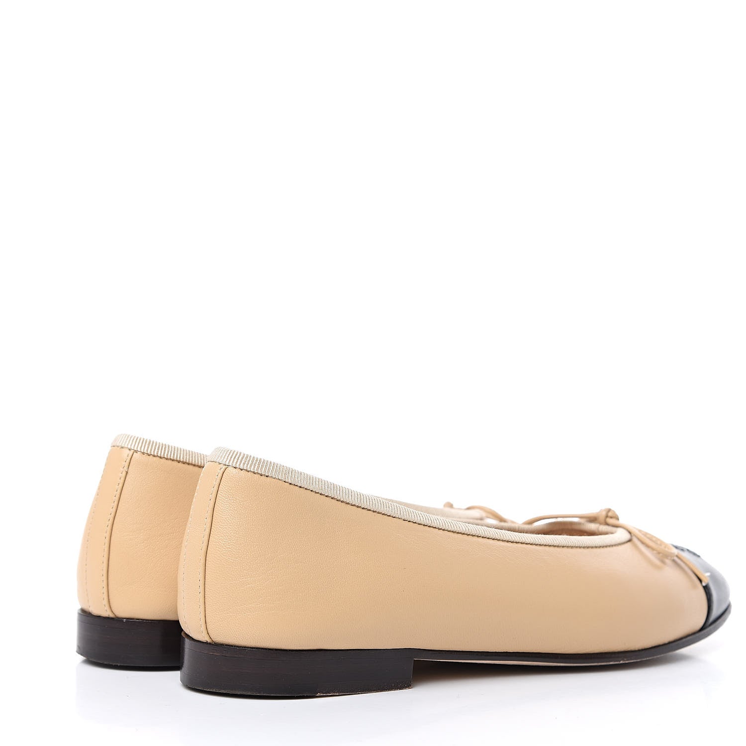 Chanel Lambskin CC Cap Toe Ballerina Flats 35 Beige Black 4 of 10