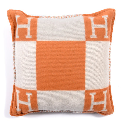 Hermes Wool Cashmere Avalon Pillow PM Ecru Potiron 2 of 3