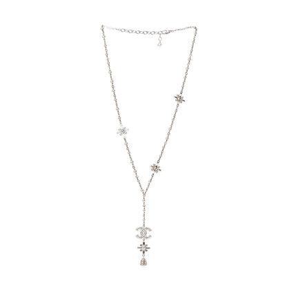 Chanel Crystal Baguette Pearl CC Cross Drop Necklace Gold 3 of 4