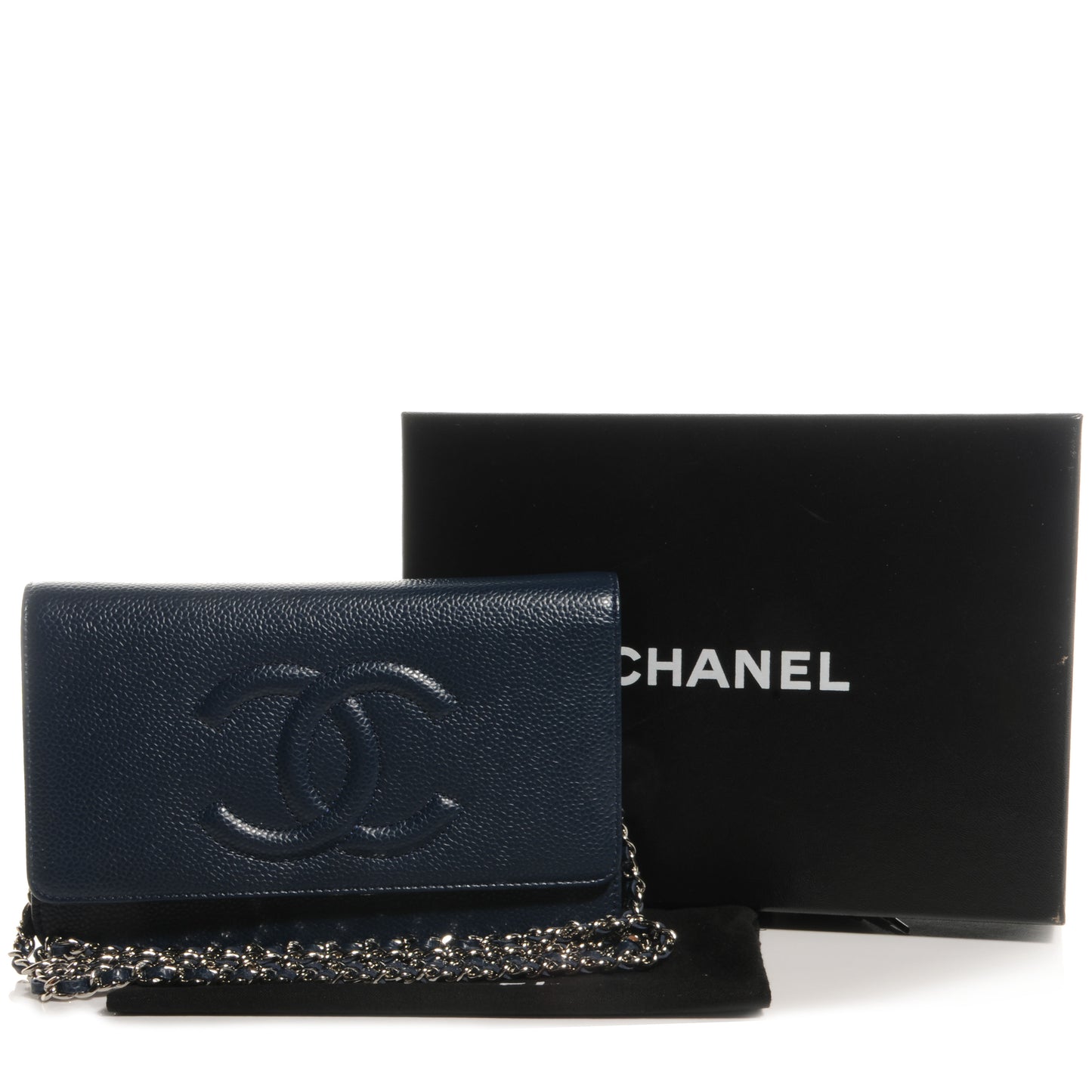 Caviar Timeless CC Wallet on Chain WOC Navy Blue