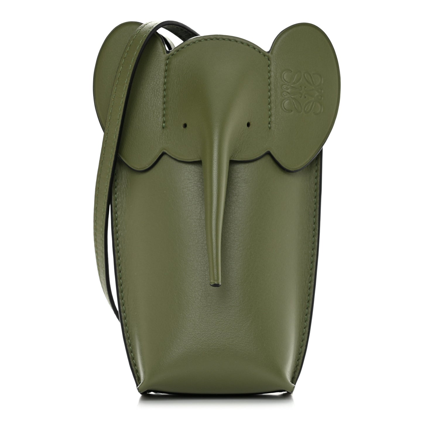 Calfskin Elephant Pouch Crossbody Bag Avocado
