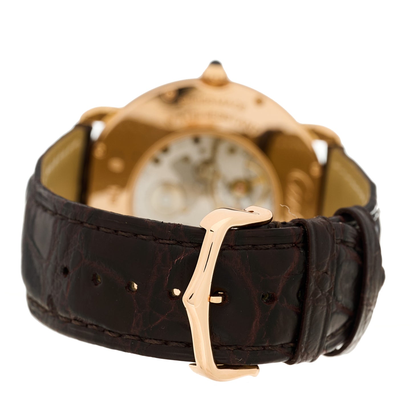 18K Pink Gold Alligator 36mm Ronde Louis Manual Winding Watch Brown