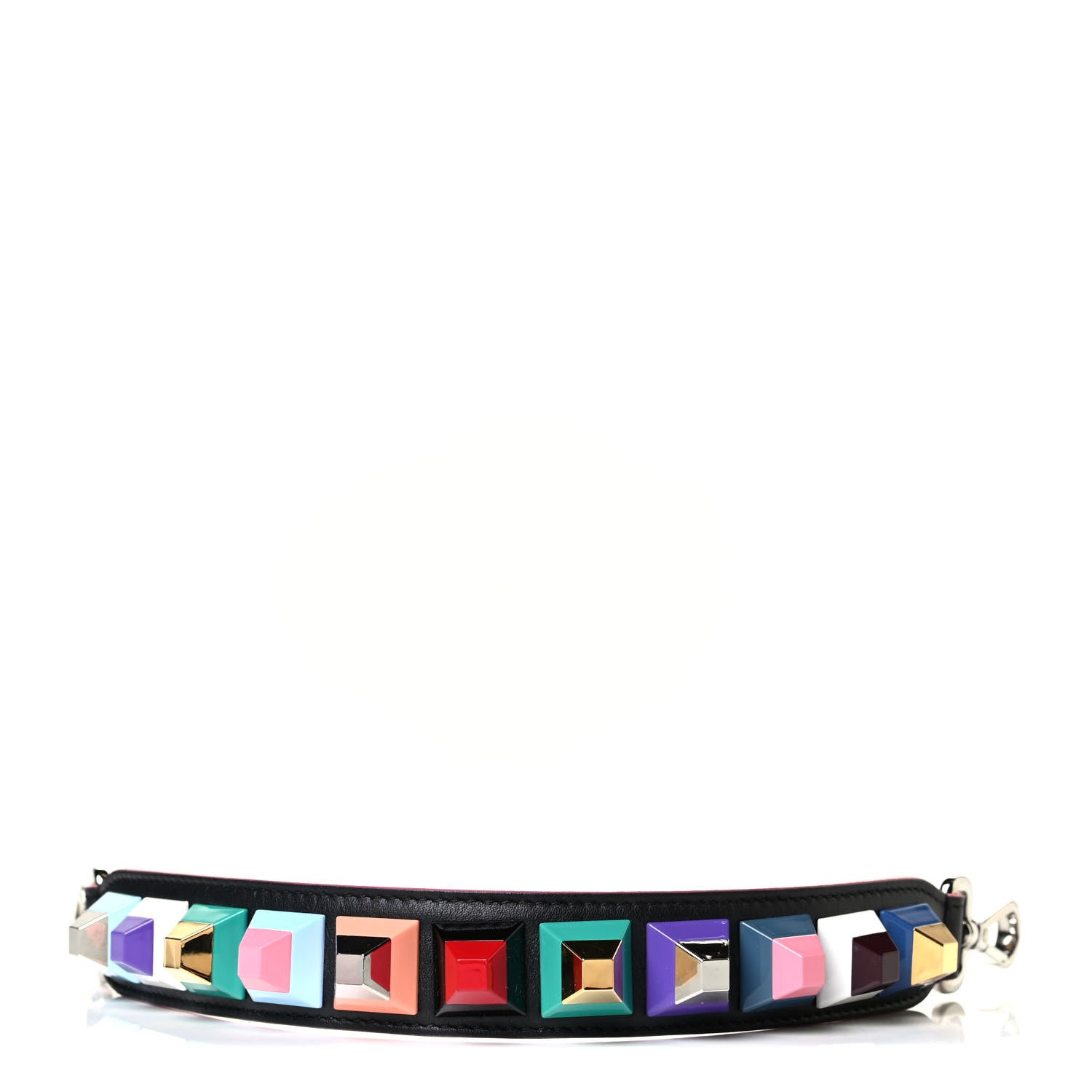 Fendi Vitello Dolce Plexiglass Studded Mini Strap You Black Multicolor 1 of 4