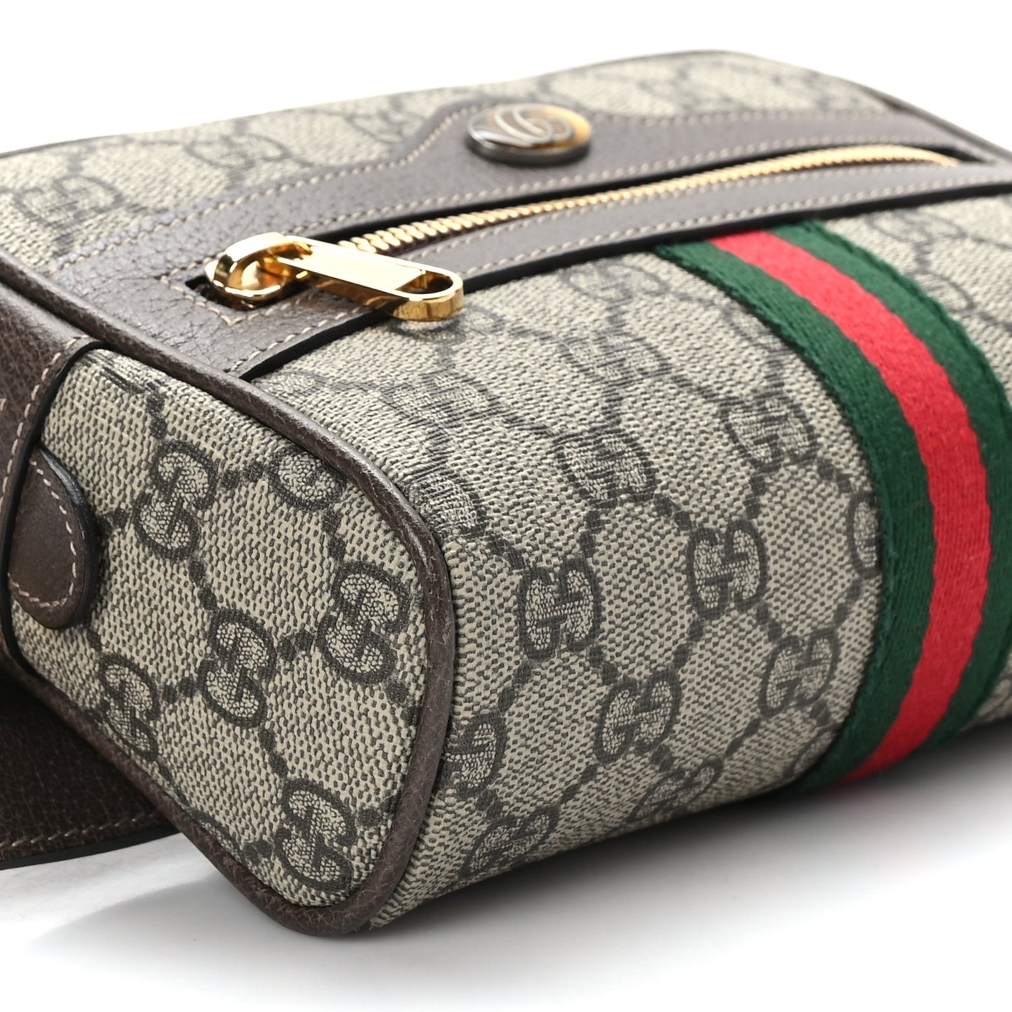 GG Supreme Monogram Web Small Ophidia Belt Bag 75 30 Dark Brown