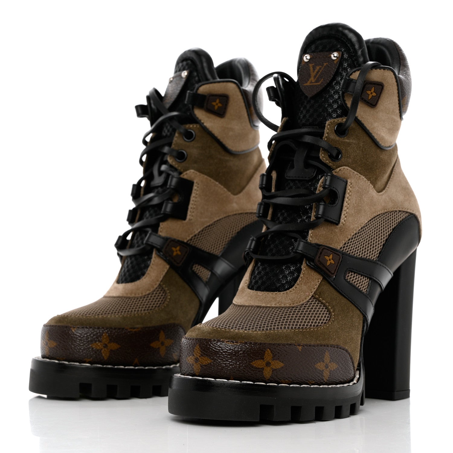 Louis Vuitton Suede Calfskin Monogram Star Trail Ankle Boots 36 Khaki 3 of 7