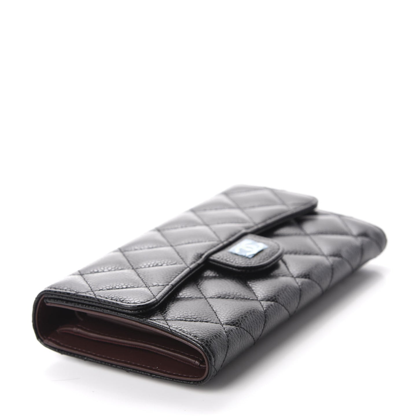Caviar Quilted Large Flap Wallet Black