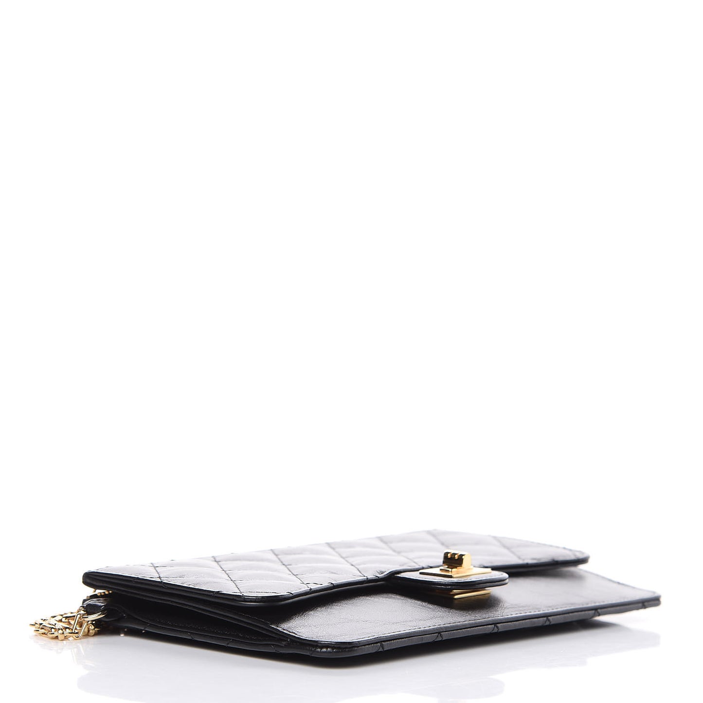 Aged Calfskin Quilted 2.55 Reissue Pouch With Chain Handle Black