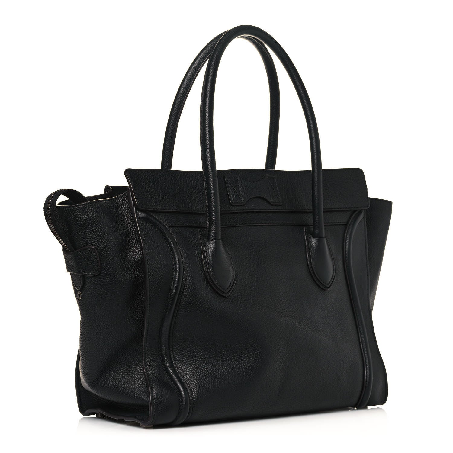 Celine Drummed Calfskin Shoulder Luggage Black 2 of 13