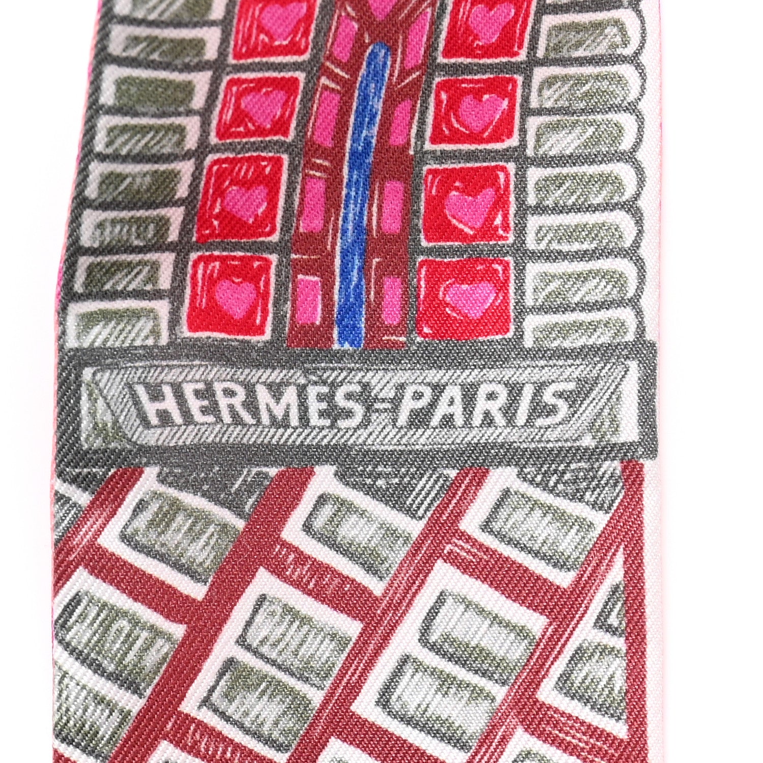 Hermes Silk Super Silk Quest Twilly Rose Vif Bleu Vert Amande 2 of 5