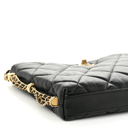 Chanel Lambskin Quilted Crush on Chains Hobo Black 9 of 11