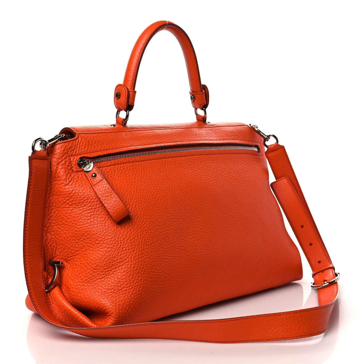 Salvatore Ferragamo Grained Calfskin Large Sofia Satchel Sunset 3 of 8