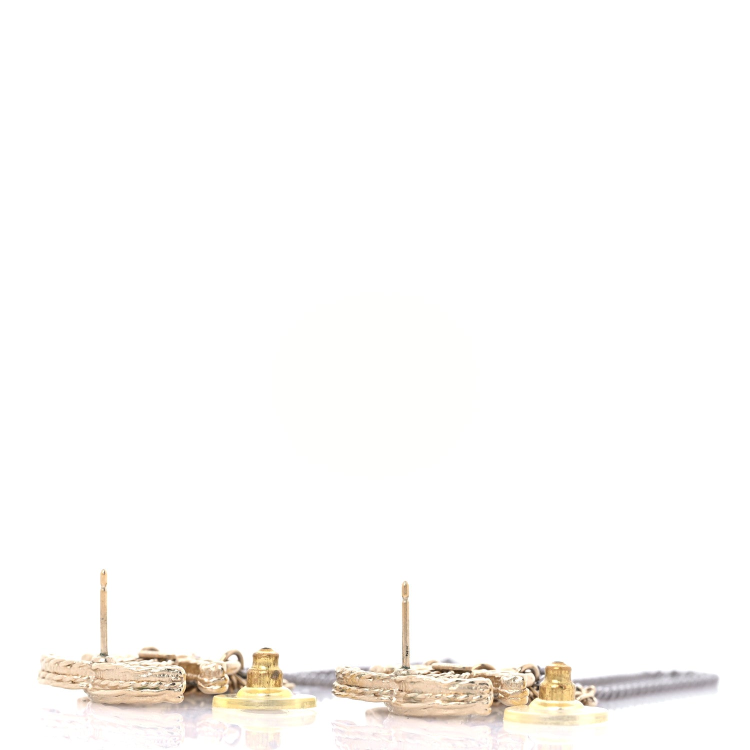 Chanel Crystal Chain CC Drop Earrings Gold 3 of 4